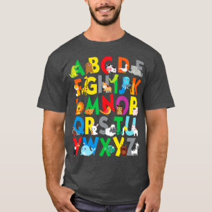Zoo Animal Alfabeto Camisa ABC Aprendizagem para r
