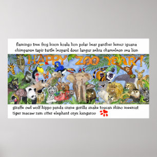Zoo Animal Childrens Wall Art Poster