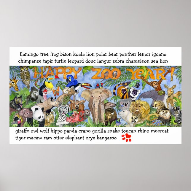 Zoo Animal Childrens Wall Art Poster (Frente)