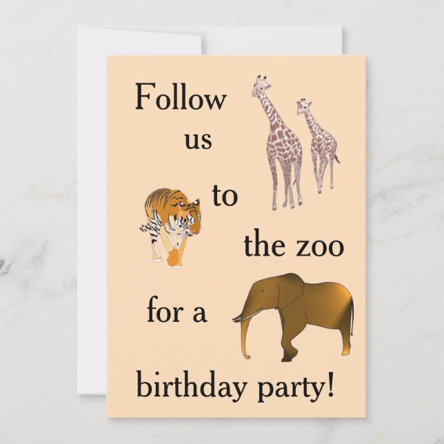 Zoo Themed Convites de festas de aniversários (Frente)