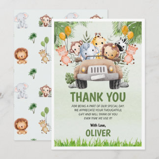 Zoológico Animal Aniversário 4 - Obrigado Cartões 