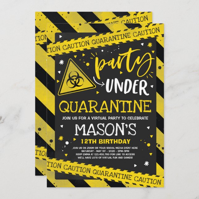 Zoom Virtual do Convite de aniversário de Quarente (Frente/Verso)