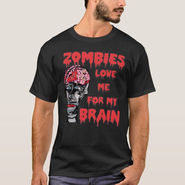 Zumbis Amam Camisetas Escuras do Cérebro (Frente)