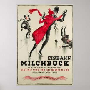 Zürich, Eisbahn Milchbuck Poster vintage