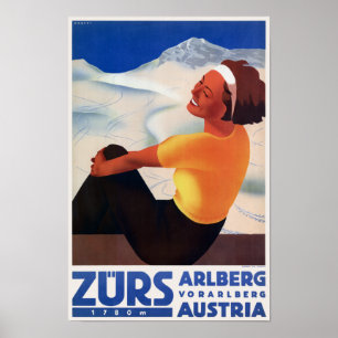 Zürs Áustria Poster vintage 1935